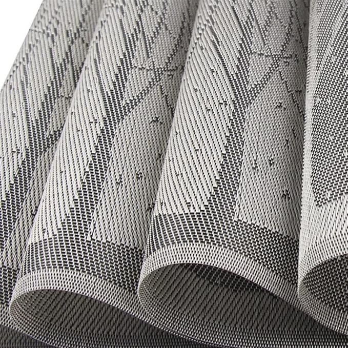 Washable Plastic PVC Placemats Wipe Clean for Kitchen Table Heat-resistand Woven Kids Place Mats for Dining Mats(Tree Gold,30X45CM_4PCS)