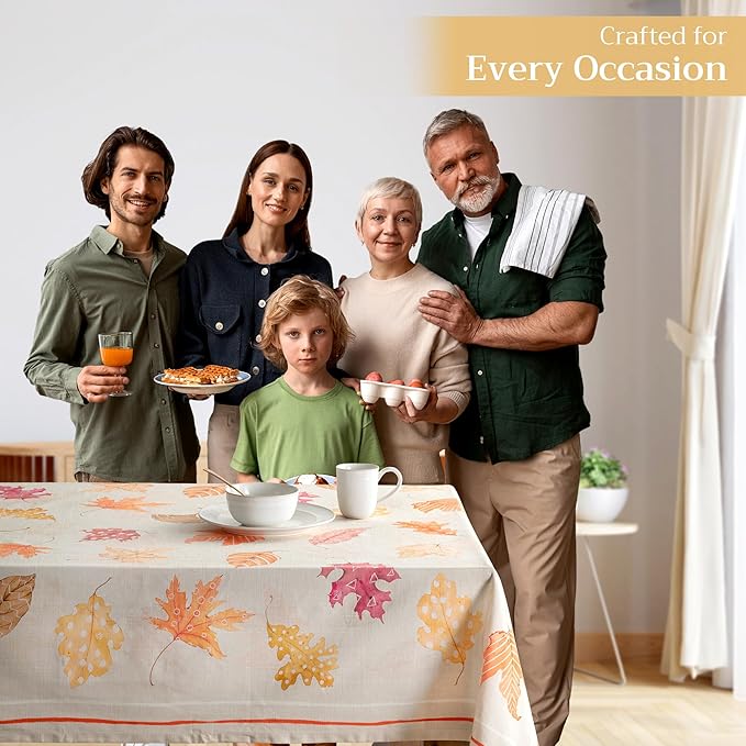 Maison d' Hermine Table Cloth Rectangle Table 100% Cotton 60 x 120 Inches Fall Tablecloth Reusable Everyday Use for Thanksgiving Christmas Decorations Dining Farmhouse Party (Colours of Autumn)