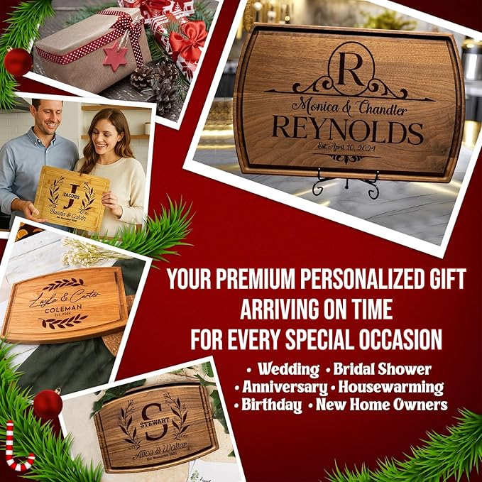 Personalized Cutting Board – Monogrammed Wood Charcuterie Board – Custom Valentine’s Day Gift for Couples, Wedding, Engagement, Anniversary & Housewarming