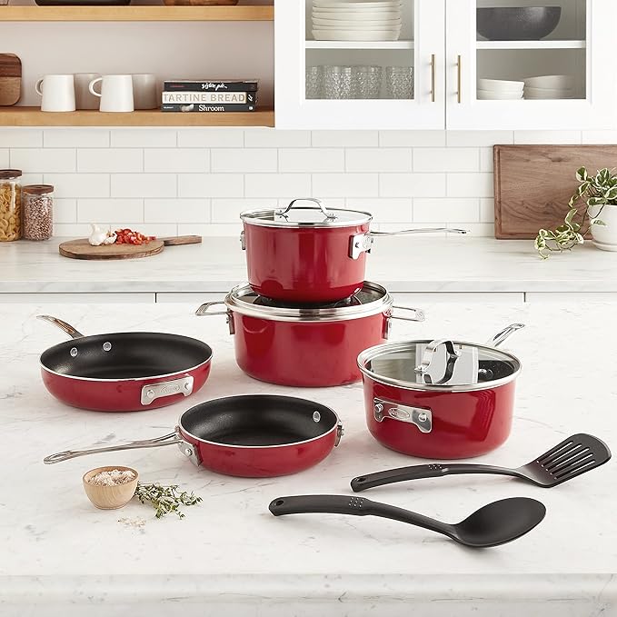 Gotham Steel 10 Piece Pots and Pans Set Non Stick Cookware Set, Kitchen Cookware Sets, Pot and Pan Set, Pot Set, Non Toxic Cookware Set, Frying Pan Set, Dishwasher Safe