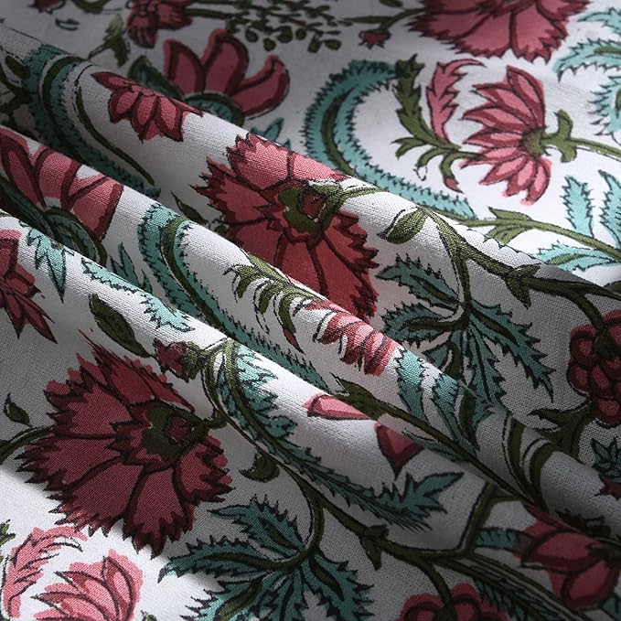 Ridhi Block Print Round Tulip Pink Reusable Tablecloth 100% Cotton 60" Inch Decorative Table Cover eveyday Dining, Home, Party, Wedding, Farmhouse Gift for Spring, Easter, Valentine