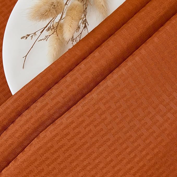 maxmill Square Tablecloth Weaved Texture Water Resistance Antiwrinkle Spill Proof Harvest Table Cloth, Decorative Fabric Table Cover for Thanksgiving Fall Party Holiday Dinner, 70 x 70 Inch, Rust