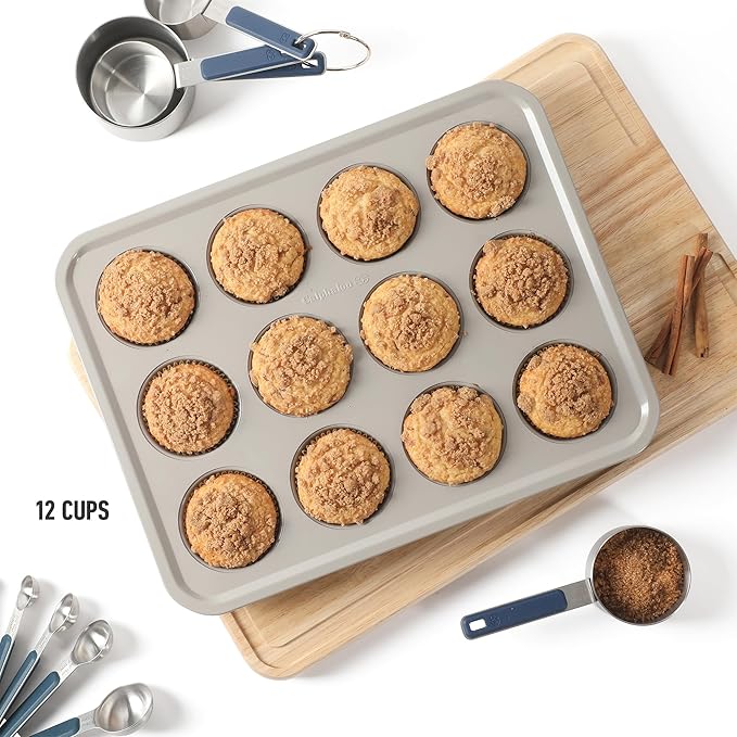 Calphalon Legacy 12 Cup Nonstick PFA Free Cupcake Muffin Pan - Taupe
