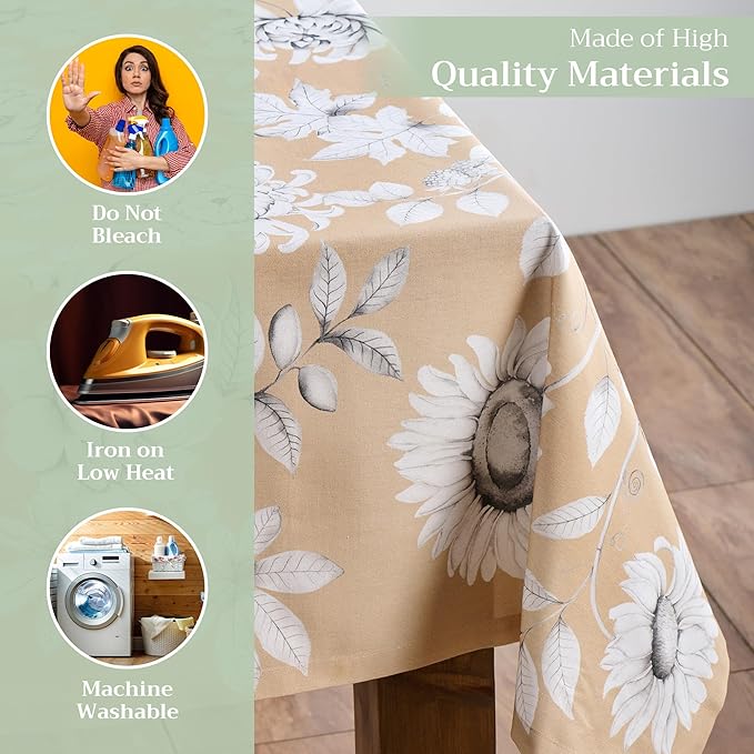 Maison d' Hermine Table Cloth Rectangle Table 100% Cotton 60 x 108 Inches Fall Tablecloth Reusable Everyday Use for Thanksgiving Christmas Decorations Dining Farmhouse Party (Pretty Autumn)