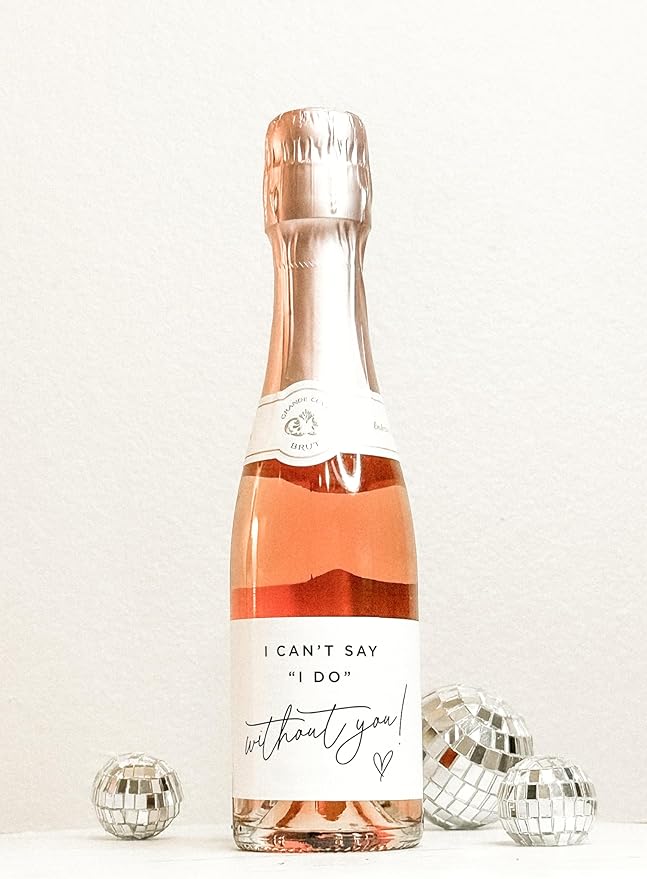 Bridesmaid Proposal Mini Champagne Labels - Set of 10 - Will You Be My Bridesmaid Box Gift Idea