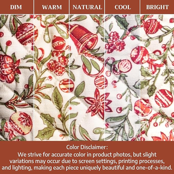 Maison d' Hermine Oven Gloves 100% Cotton Oven Mitt 7" x 13" with Loop Heat Resistant Cooking Gloves for Thanksgiving Christmas Decorations Baking Handling Hot Pans (Pack of 1, Reveillon Au Jardin)