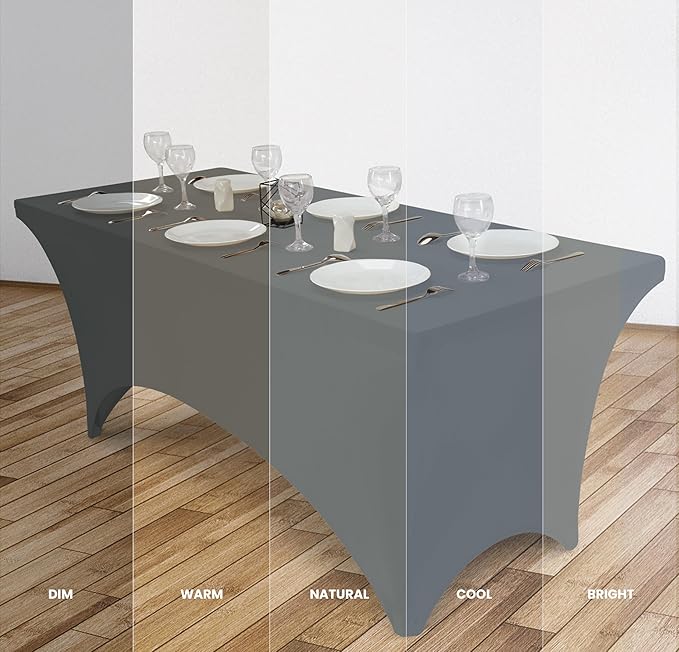 Utopia Kitchen Spandex Tablecloth 1 Pack [6FT, Grey] Tight, Fitted, Washable and Wrinkle Resistant Stretch Rectangular Patio Table Cover for Event, Wedding, Banquet & Parties [72Lx30Wx30H Inch]