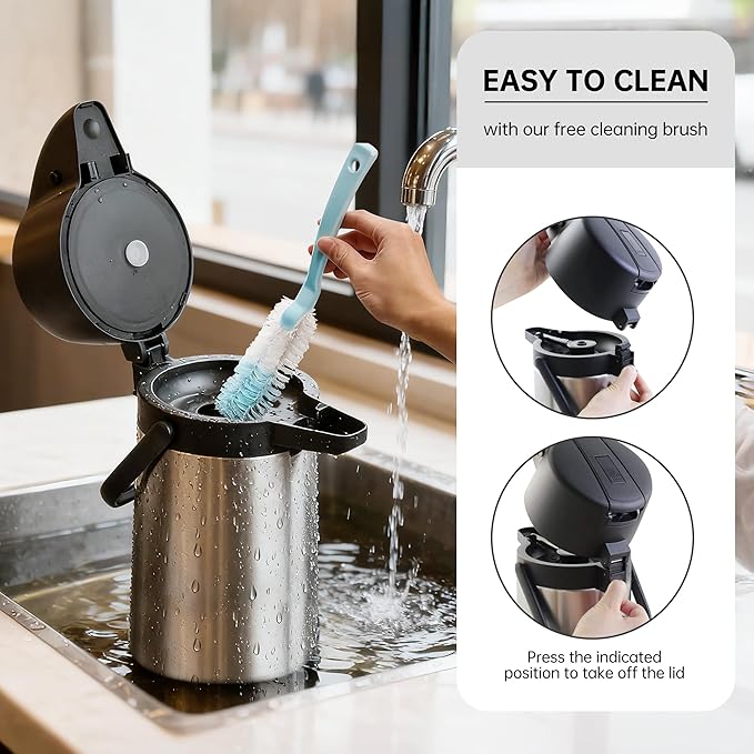 Airpot Coffee Dispenser Thermal with Pump,1.9L/64 Oz Insulated Stainless Steel Large Airpot Coffee Carafe Lever Action for Hot/Cold Water,Thermal Carafe for Hot Cocoa for Parties