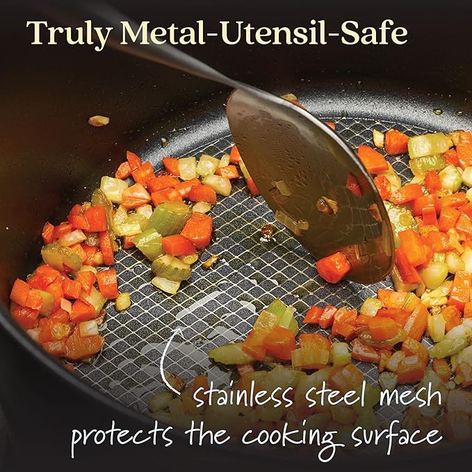 Anolon X Hybrid Nonstick Cookware Saucepan With Lid, Induction Suitable, 3 Quart Non Stick Sauce Pan - Charcoal Gray