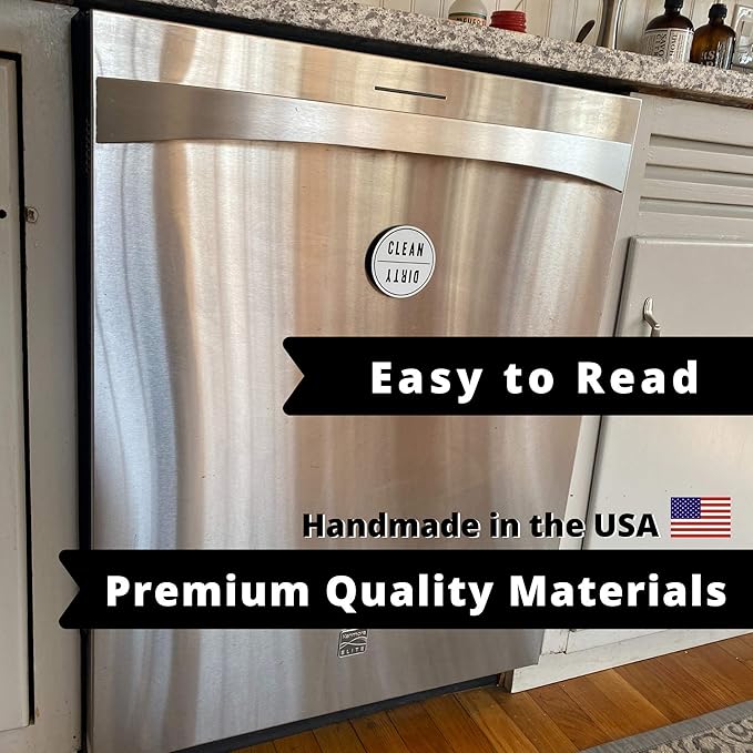 Clean Dirty Dishwasher Magnet | Reversible Sign Looks Great on Stainless Steel | Clean Farmhouse Design Decor | Strong Magnet | Engraved on Premium Materials | Won't Fade like a Sticker