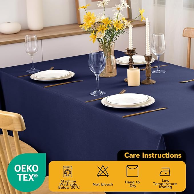 10-Pack Navy Blue Tablecloths for Rectangle Tables, 54 x 108 Inches, Stain-Resistant Polyester Fabric for 6 Foot Tables - Washable Table Covers for Weddings, Birthday Parties, Events