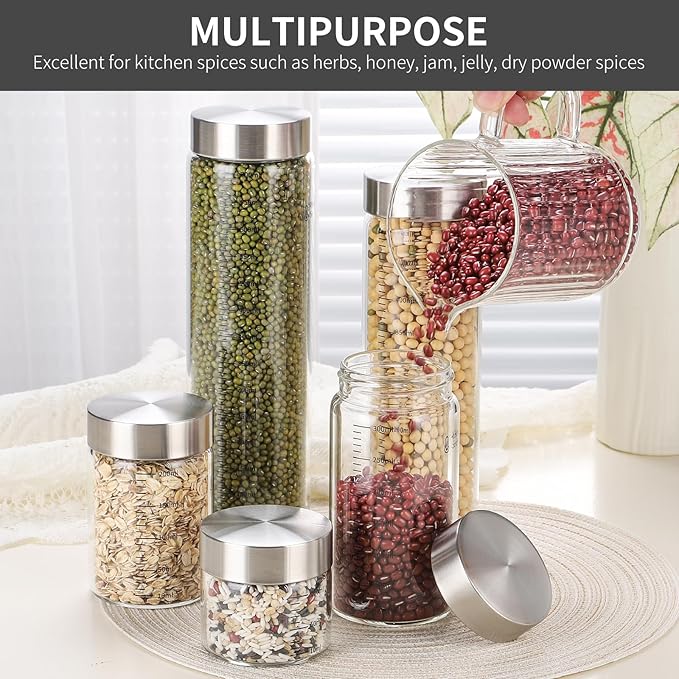 25 Oz Glass Juice Bottles, 6 Pack Glass Bottles with Lids, BPA Free, Borosilicate Glass, Leak Proof Lids for Juicing, Smoothies, Water Bottles, Food Storage, Shaker Bottles