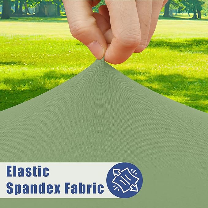 Round Spandex Tablecloth, Elastic Fitted Waterproof Tablecloths for 42"-50" Tables, Stretch Washable Picnic Table Cover for Camping, Dining, Indoor and Outdoor, Sage Green