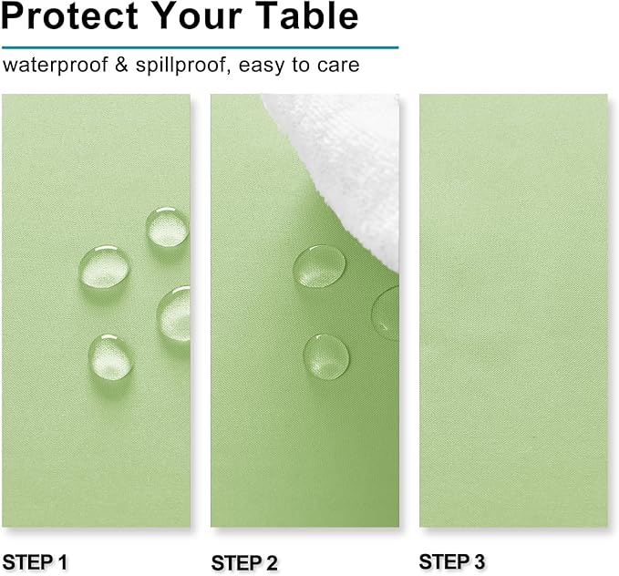 Hiasan Light Sage Tablecloth for Rectangle Tables - Waterproof and Spillproof Washable Fabric Table Cloth for Dining Room Kitchen Party, 60 x 120 Inch