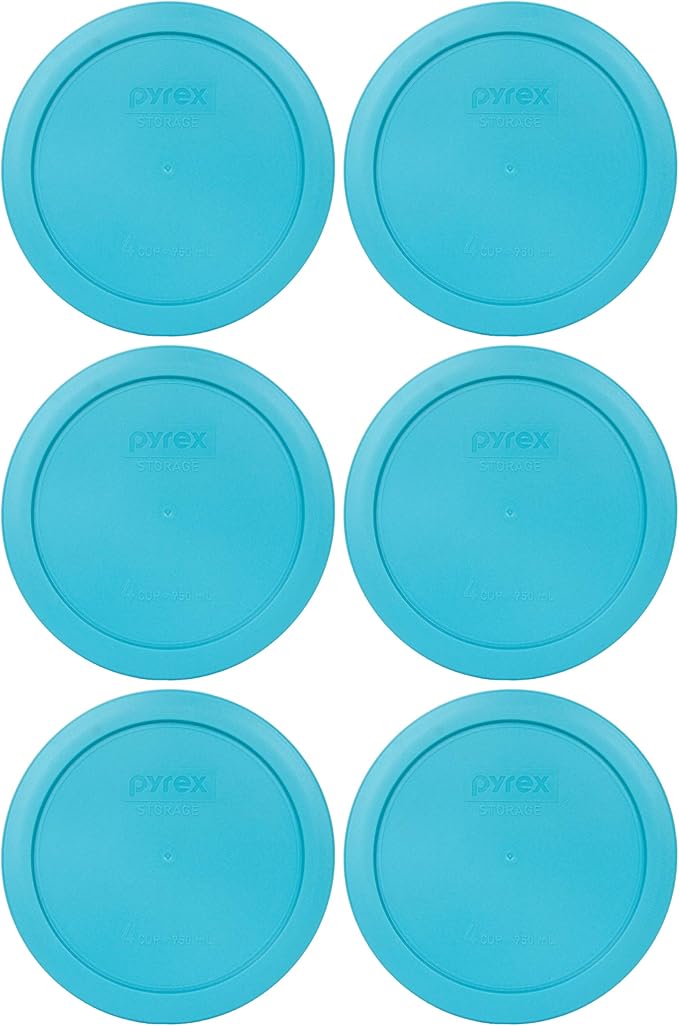 Pyrex 7201-PC 4 Cup Surf Light Blue Round Plastic Food Storage Lid - 6 Pack