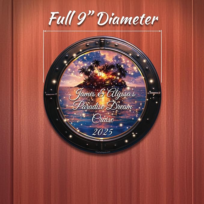Personalized Paradise Dream Cruise Door Decoration Magnet, Custom Personalized Inscriptions Including Names, Occasions, Dates, Quotes or Anything That captures The Essence of Your Cruise.