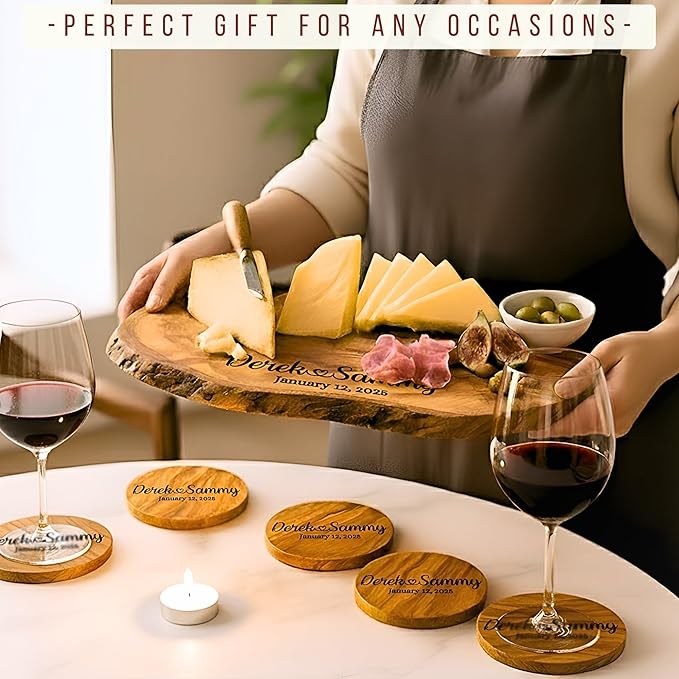 Personalized Olive Wood Cutting Board - Custom Charcuterie Boards, Housewarming, New Home, Valentines Day Gifts for Women, Men, Him, Friends, Wedding, Bridal Shower, Engagement, Anniversary, Family