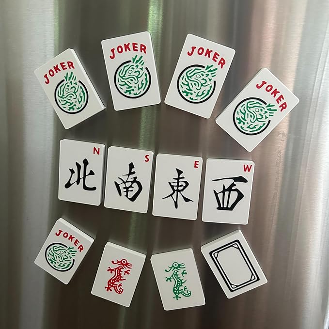 Mahjong/Mah Jongg Fridge Magnet, Whiteboard Magnet, Mahjong Gift- Game Night Mahjong North, South, East and West (4 Piece Set)