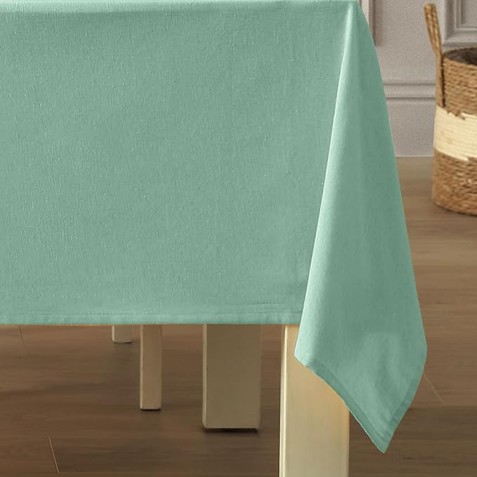 Spring & Easter Holiday Charleston Water Green 52 x 70 inch Rectangle Fabric Tablecloth, Cotton Table Cover for Indoor Outdoor Dining, Machine Washable Solid Color Tablecloths for Everyday Use