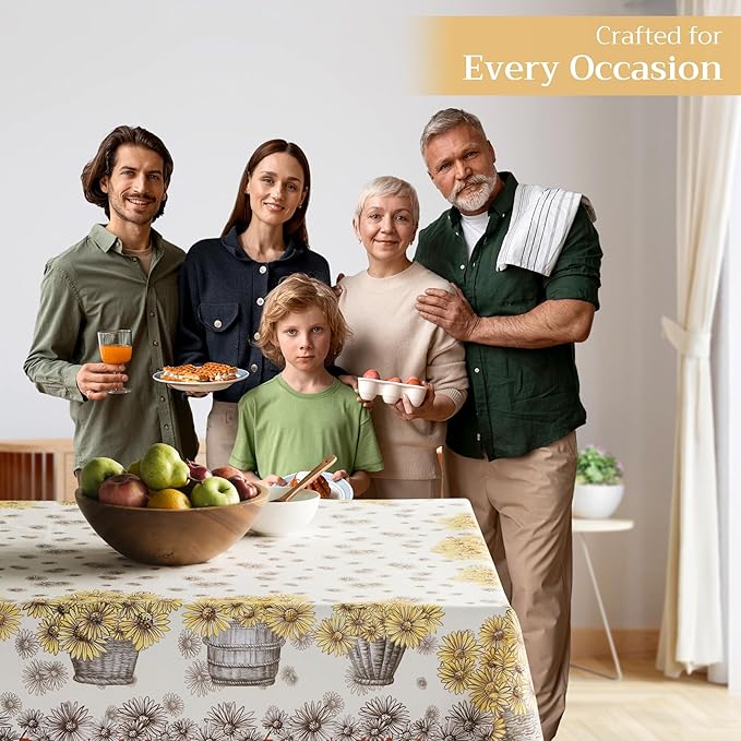 Maison d' Hermine Table Cloth Rectangle Table 100% Cotton 60 x 108 Inches Fall Tablecloth Reusable Everyday Use for Thanksgiving Christmas Decorations Dining Farmhouse Party (Bagatelle)