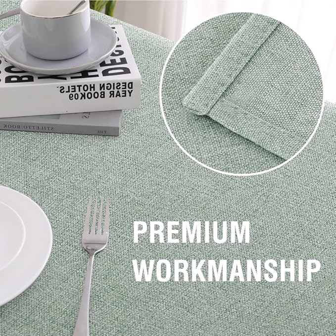 H.VERSAILTEX Linen Textured Tablecloth 60 x 102 Waterproof Decorative Table Cloth Spill-Proof Linen Look Cover for Party Table Extra Soft and Thick Fabric Wrinkle Free, Heather Sage