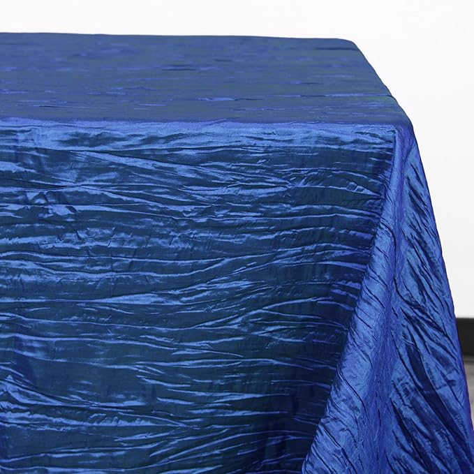 YOUR CHAIR COVERS - 90 x 156 inch Rectangular Crinkle Taffeta Tablecloth - Royal Blue, Rectangle Table Linens for 8 ft Rectangular Tables, Wedding Crushed Table Cloth