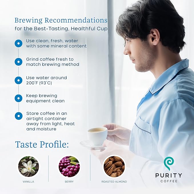 Purity Coffee BALANCE 2/3 Decaf Medium Roast Whole Bean (12oz Bag) | Specialty-Grade USDA Organic Mountain Water Decaffeinated + Arabica Blend | Third Party Tested for Mold, Mycotoxins & Pesticides