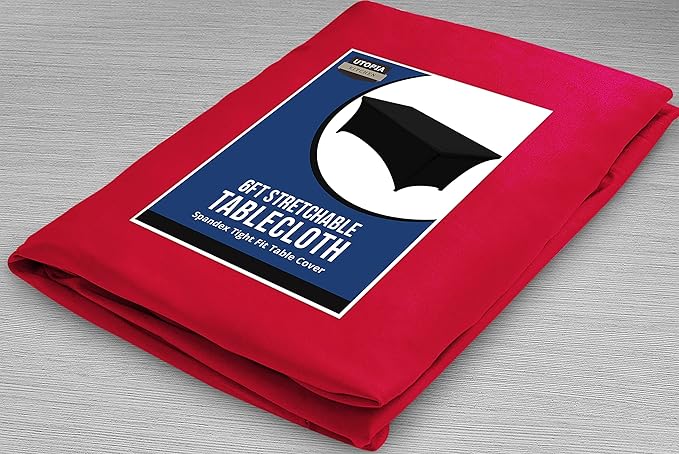 Utopia Kitchen Spandex Tablecloth 1 Pack [6FT, Red] Tight, Fitted, Washable and Wrinkle Resistant Stretch Rectangular Patio Table Cover for Event, Wedding, Banquet & Parties [72Lx30Wx30H Inch]