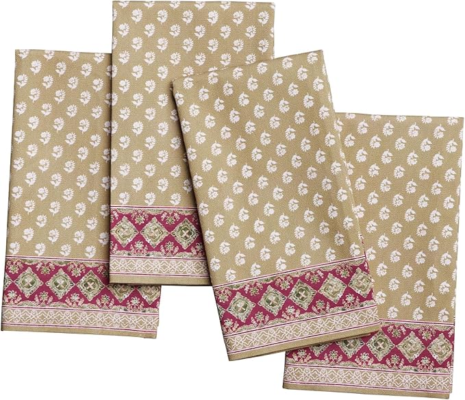 Maison d' Hermine Cloth Napkins Set of 4 100% Cotton Everyday Reusable Square Napkins Cloth Washable Dinner Party Wedding Restaurant Valentines Day Decorations Spring/Summer (Manosque, 18" x 18")