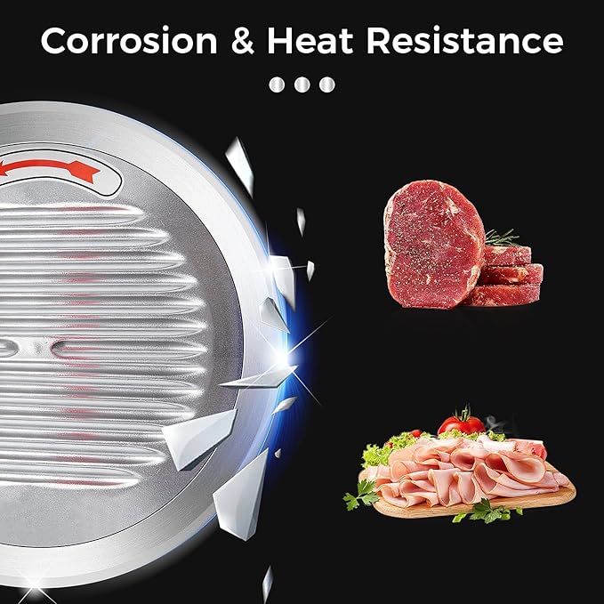10" Electric Meat Slicer Machine for Home, 550W Automatic Deli Slicer, Adjustable 0-17mm Thickness, Stainless Steel Blade, Commercial Meat Cutter for Cheese, Bread & More