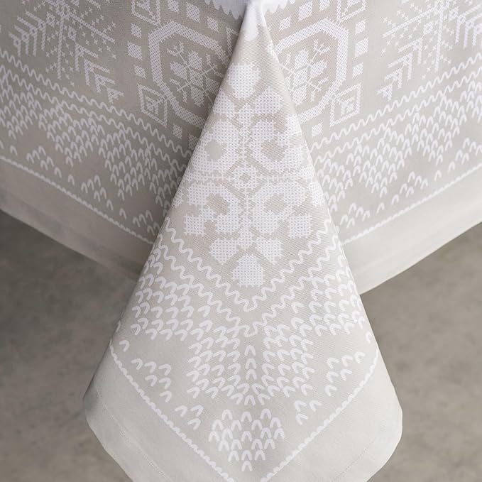 Maison d' Hermine Table Cloth Rectangle Table 100% Cotton 60 x 120 Inches Fall Tablecloth Reusable Everyday Use for Thanksgiving Christmas Decorations Dining Farmhouse Party (Cozy Christmas)