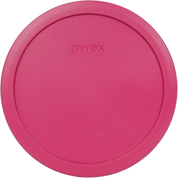 Pyrex 7402-PC 7-Cup Fuchsia Pink Plastic Food Storage Lid, Made in USA - 4 Pack
