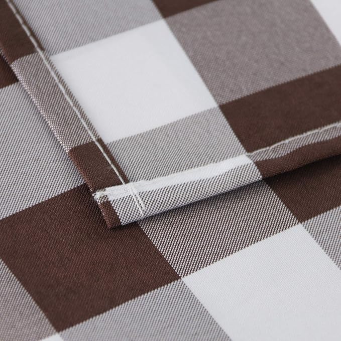 Hiasan Checkered Tablecloth Rectangle - Stain Resistant, Waterproof and Washable Table Cloth Gingham for Outdoor Picnic, Holiday Dinner, 60 x 120 Inch, Coffee and White