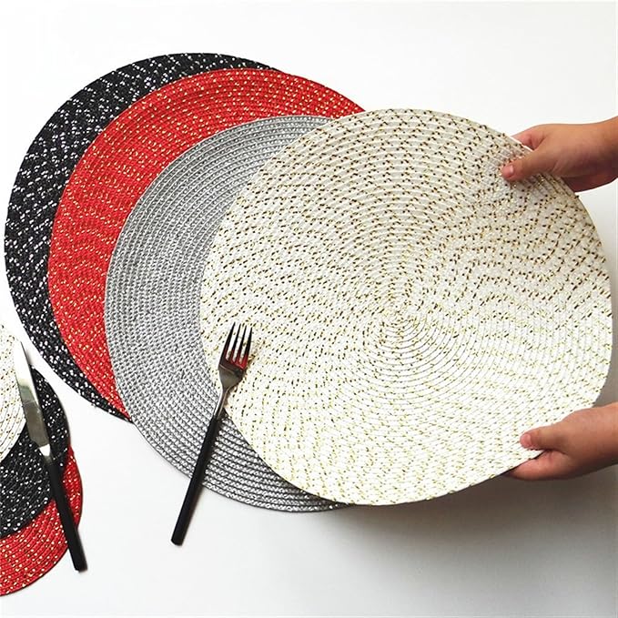 Anti Crease PU Leather Placemat Waterproof Heat- Wipeable Dining Table Mats for Home Kitchen(White,18cm)