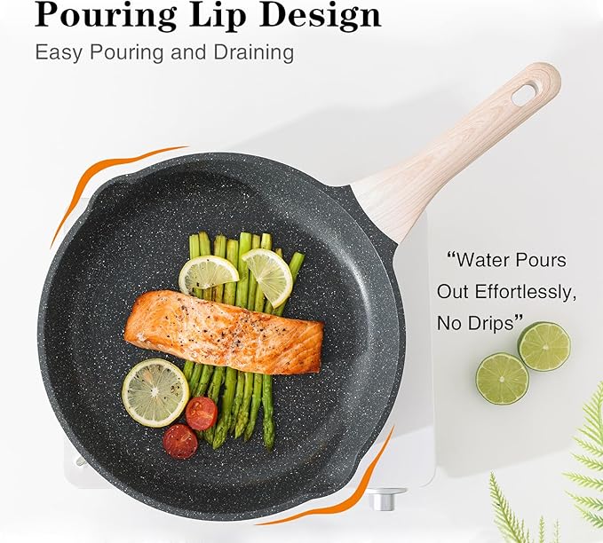 Kordisen Nonstick Frying Pan Skillet, 11 Inch Granite Cooking Pan Nonstick, Healthy and Non Toxic, Induction Compatible, PFOA Free