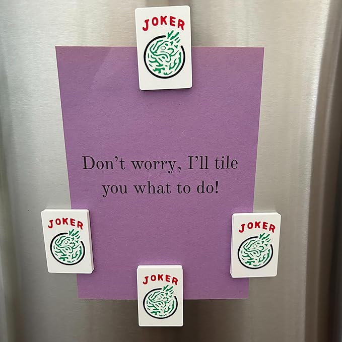 Mahjong/Mah Jongg Fridge Magnet, Whiteboard Magnet, Mahjong Gift- Game Night Decor Mahjong Jokers (4 Piece Set)