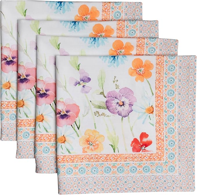 Maison d' Hermine Cloth Napkins Set of 4 100% Cotton Everyday Reusable Square Napkins Cloth Washable Dinner Party Wedding Restaurant Valentines Day Decorations Spring/Summer(Summer Whisper, 20" x 20")