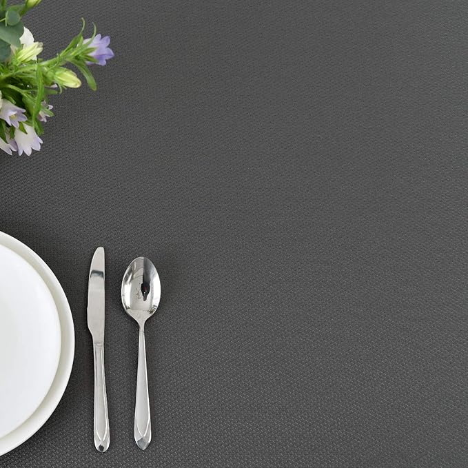 maxmill Rectangle Textured Tablecloth Waterproof Spillproof Wrinkle Free Table Cloth, Kitchen Dining Tabletop Decoration, Fabric Table Cover for Outdoor and Indoor Use, 52 x 70 Inch, Charcoal