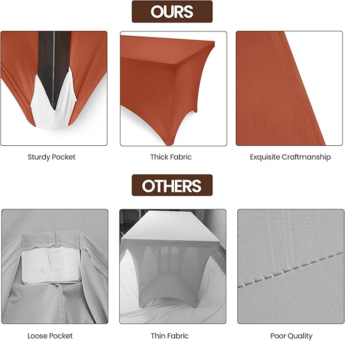 Utopia Kitchen Spandex Tablecloth 1 Pack [6FT, Light Coffee] Tight, Fitted, Washable and Wrinkle Resistant Stretch Rectangular Patio Table Cover for Event, Wedding, Banquet & Parties[72Lx30Wx30H Inch]