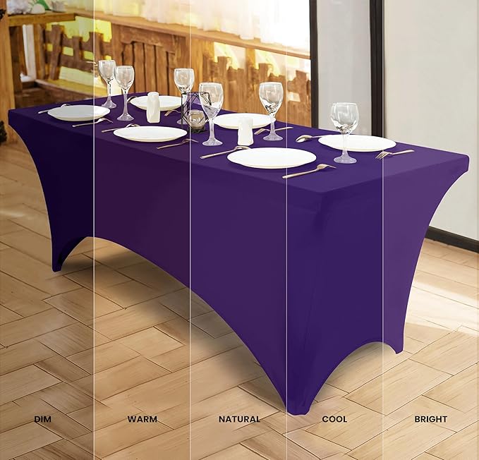 Utopia Kitchen Spandex Tablecloth 2 Pack [4FT, Purple] Tight, Fitted, Washable and Wrinkle Resistant Stretch Table Cloth Rectangle Cover for Trade Show, Weddings & Parties [48Lx30Wx30H Inch]