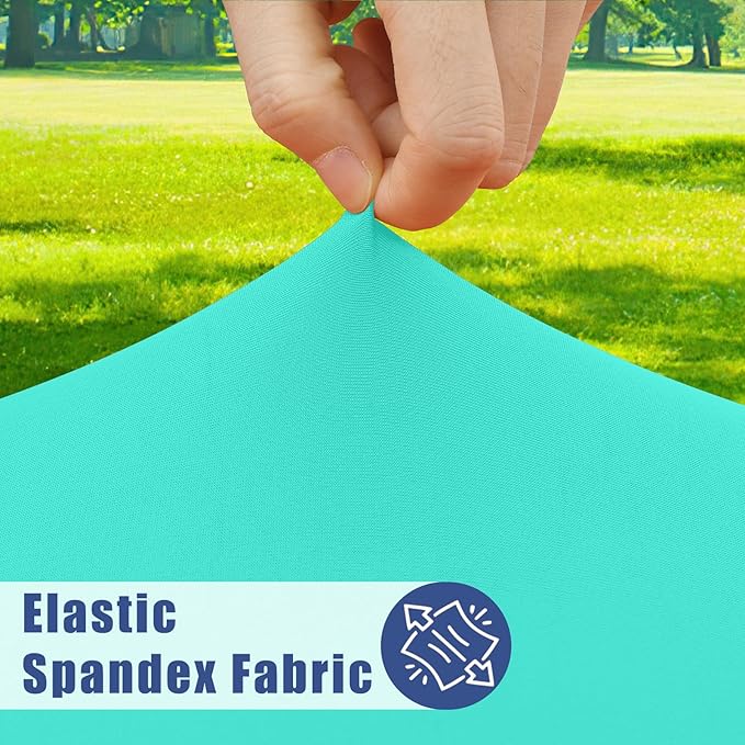 Round Spandex Tablecloth, Elastic Fitted Waterproof Tablecloths for 18"-24" Tables, Stretch Washable Picnic Table Cover for Camping, Dining, Indoor and Outdoor,Aqua Blue