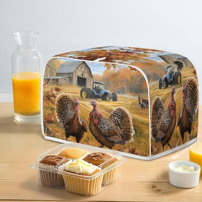 Doojoayie Turkey Toaster Cover Toaster Storage Bag Bread Maker Cover Stain Resistant for Kitchen 4 Slice Small Appliance Protector Thanksgiving Decor