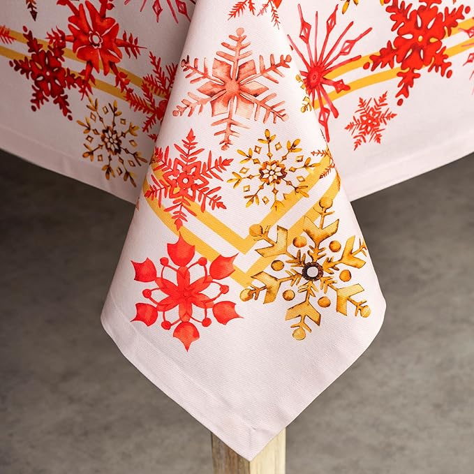 Maison d' Hermine Table Cloth Square Table 100% Cotton 60 x 60 Inches Fall Tablecloth Reusable Everyday Use for Thanksgiving Christmas Decorations Dining Farmhouse Party (Crystal Star)