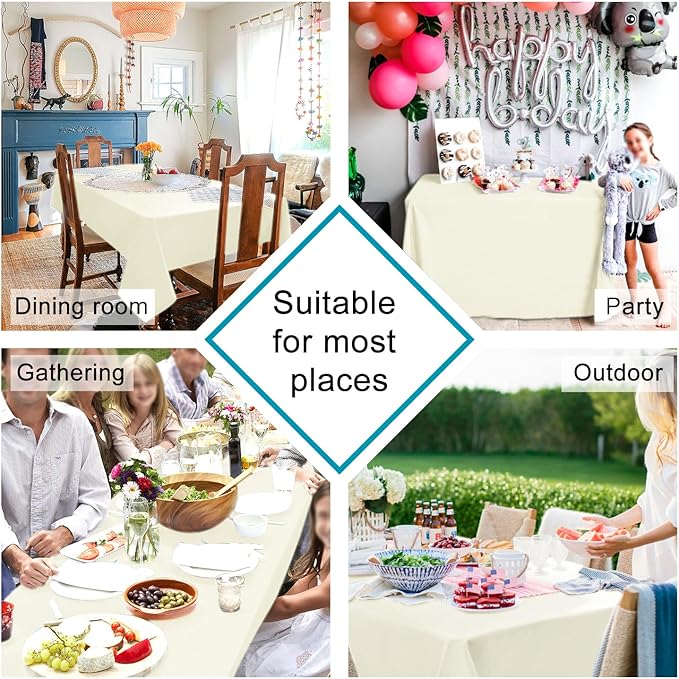 Hiasan Champagne Tablecloth for Rectangle Tables - Waterproof and Spillproof Washable Fabric Table Cloth for Dining Room Kitchen Party, 60 x 102 Inch
