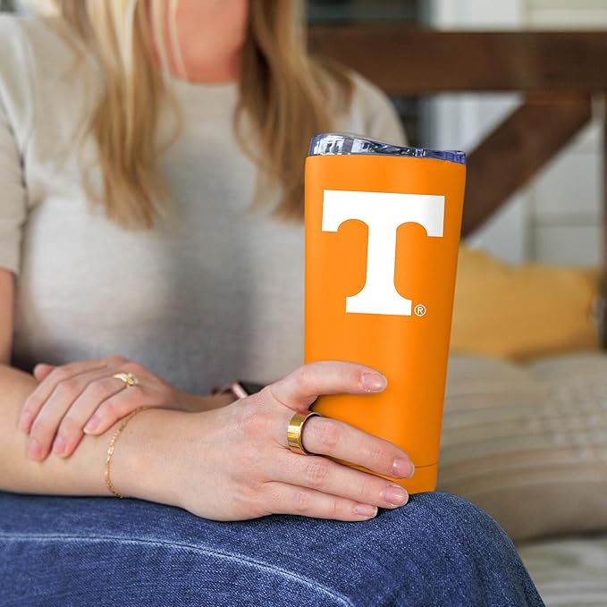 Logo Brands NCAA 20 oz Powder Coat Stainless Tumbler -Double-Wall Insulated Everday Tumbler for Hot or Cold Drinks, High Lip Lid, Team Color