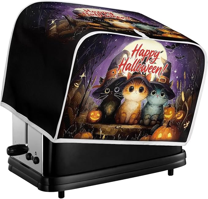 Doojoayie Happy Halloween Toaster Cover 4 Slice Toaster Dust Cover Oven Dustproof & Washable for Kitchen Small Appliance,Kitchen Essentials Holiday Decor