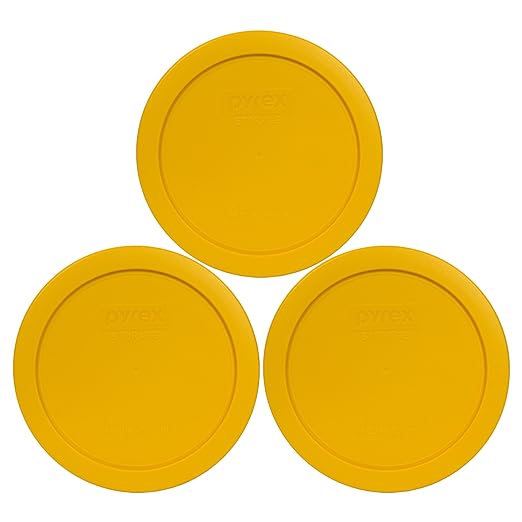Pyrex 7201-PC 4-Cup Butter Yellow Food Storage Replacement Lid (3-Pack) - Made in USA