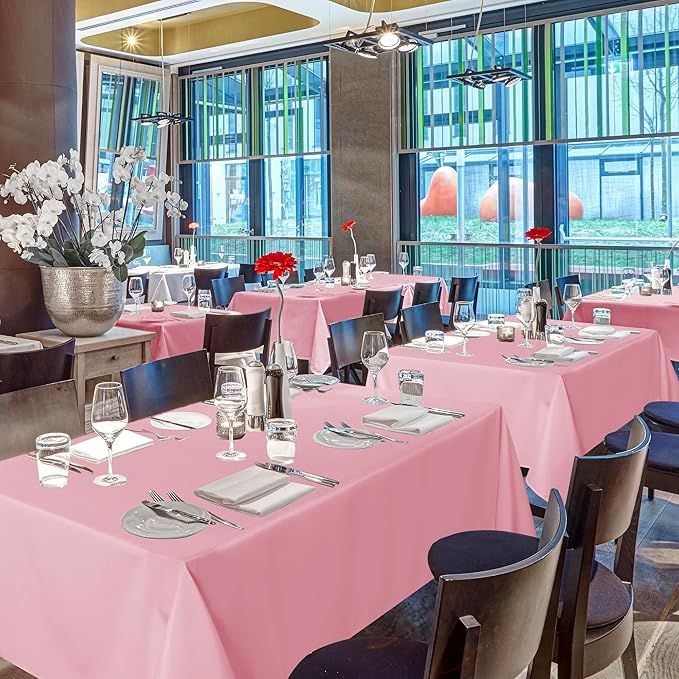 sancua Pink Tablecloths for 6 Foot Rectangle Tables, 8 Pack - Washable Polyester Fabric Table Cloth for Wedding Valentines Party, Birthday, Banquet Reception, 54x108 Inch