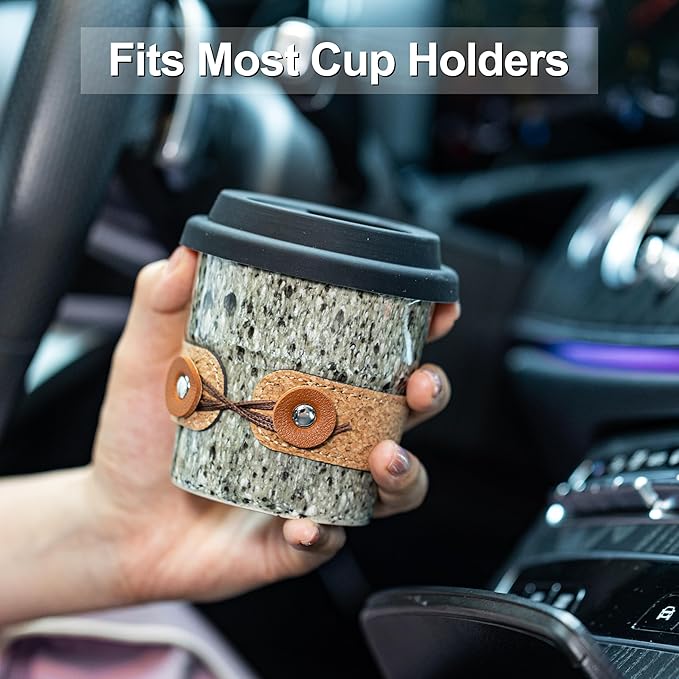 Travel Coffee Mug, Reusable Coffee Cup with Lid, Microwave & Dishwasher Safe, Camp Mug with Spill Proof Lid, Ceramic Camp Tumbler for Men and Women, 8.5oz
