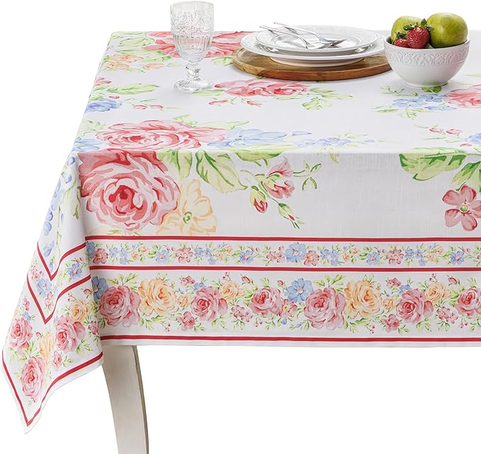 Maison d' Hermine Table Cloth Rectangle Table 100% Cotton 54 x 72 Inches Tablecloth Reusable Decorative for Dining Room Farmhouse Home Valentines Day Decorations Spring Summer - Vintage Floral